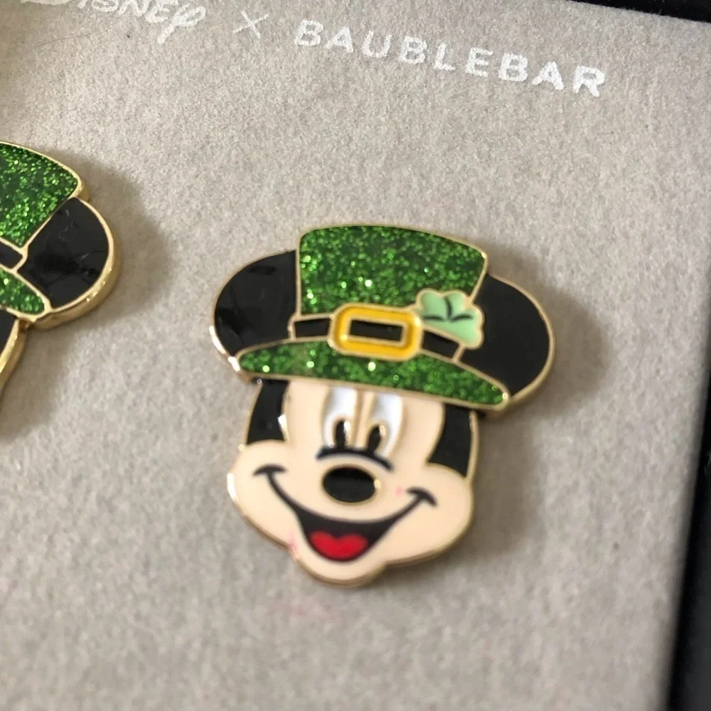 Baublebar x Disney:  Mickey Mouse st. Patrick Day leprechaun post earrings
